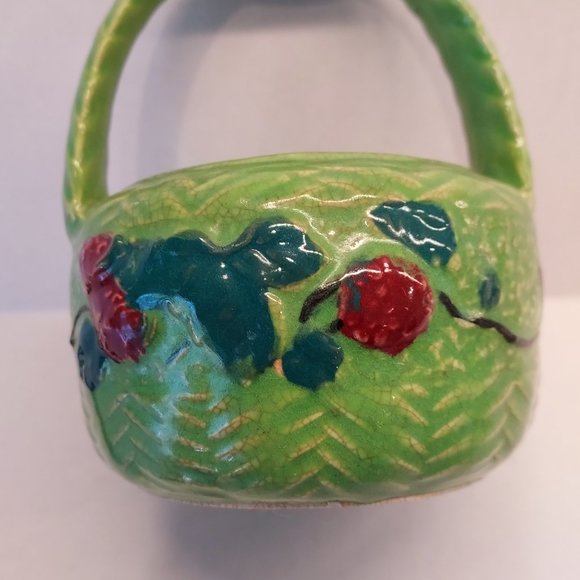 Vintage Green Raspberry pot with Handle made in Japan - Picture 5 of 5